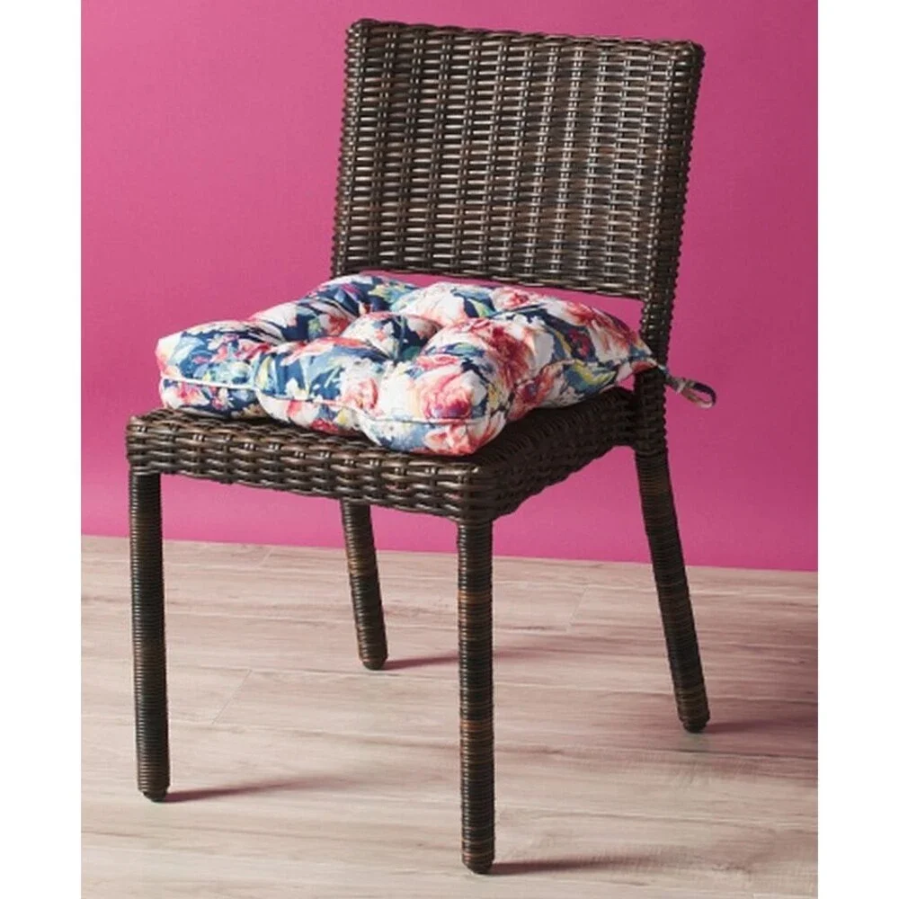 2 THICK REVERSIBLE CUSHION CHAIR PADS w/ties (18